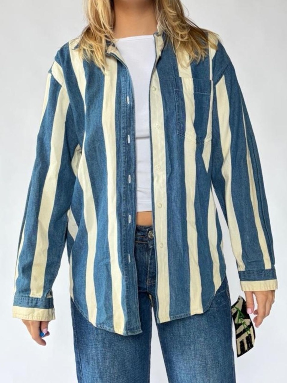 90's Shirt Stripes Blouse Small Vintage